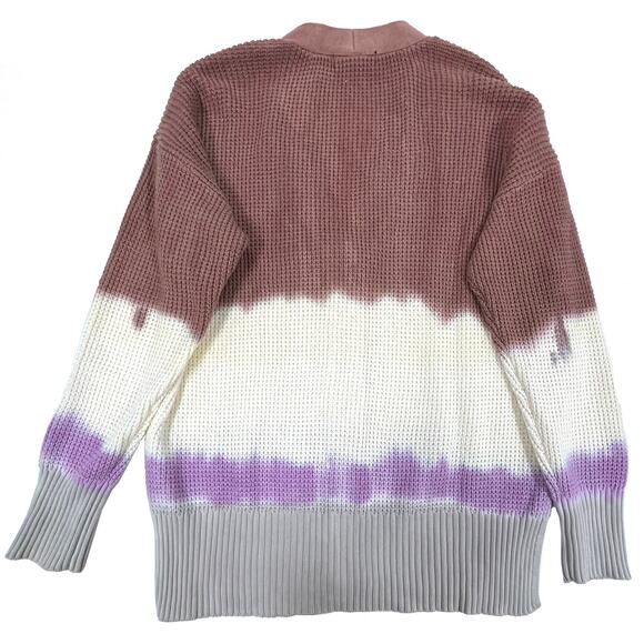 Design 365 Nordstrom Waffle-Knit Cardigan Sz S New Button Front Tie-Dye Brown - Picture 6 of 10